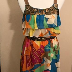 Tibi New York Dress Size 2 Floral Ruffle Jewels